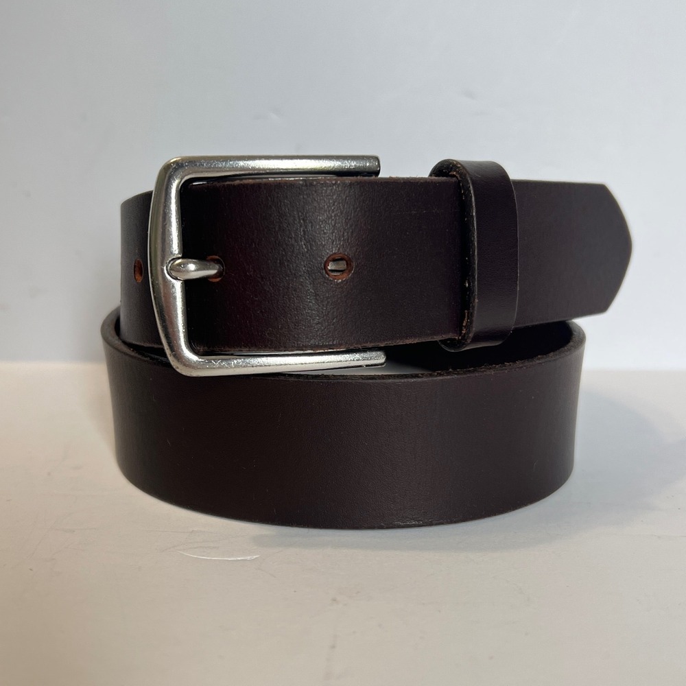 Gap Mens Dark Brown Cow Leather Belt Made in USA Silver Buckle 28